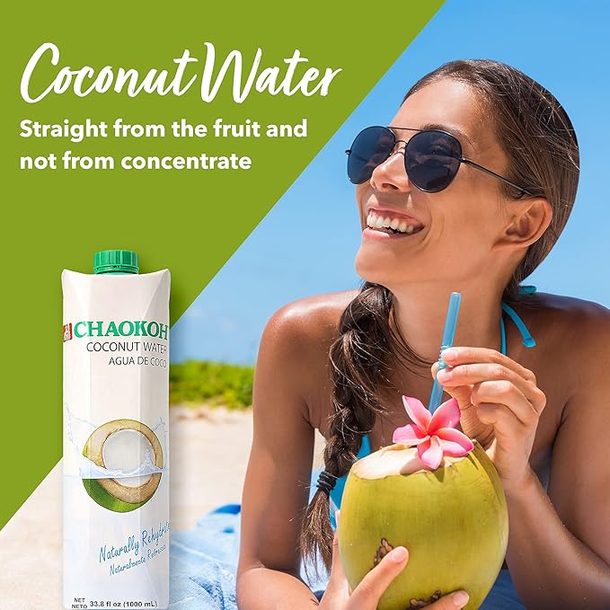 Chaokoh 100% Naturally Rehydrate Real coconut water 33.8 fl oz (pack of 12)