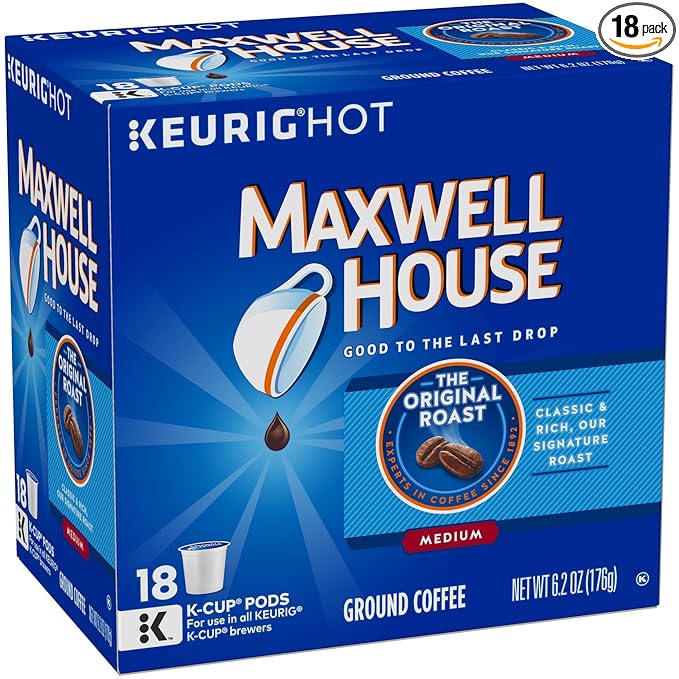 Maxwell House Original Roast Coffee K-CUP Pods 18 Count (Pack of 6)