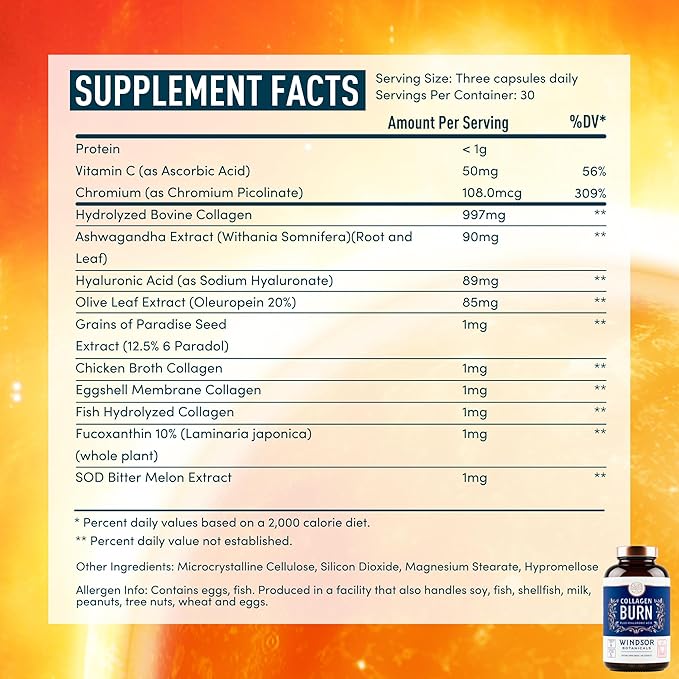 Thermogenic Multi Collagen Burn and Concentrated Liquid Collagen Enhanced Beauty and Health Support Bundle