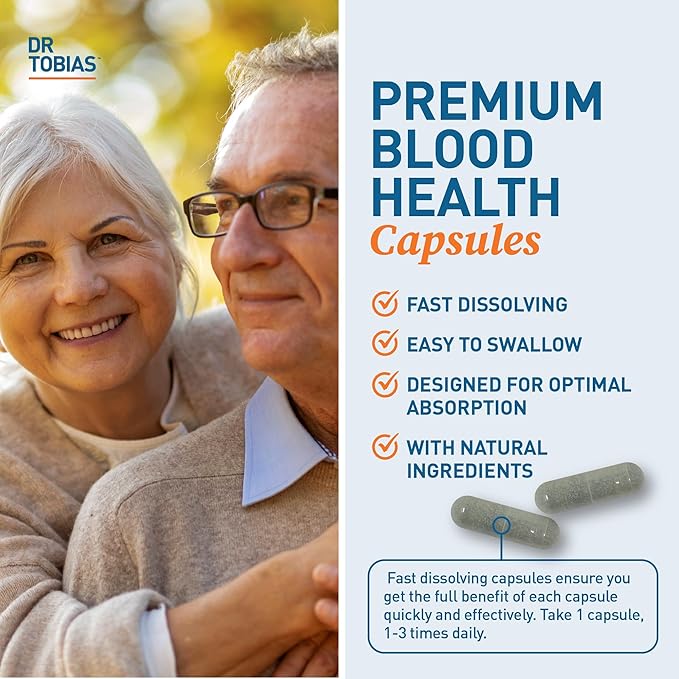Dr. Tobias Blood Pressure Support Supplement with Hawthorn Hibiscus Flower Olive Leaf &amp Garlic Supports Normal Circulatory Health with Vitamins C B6 B12 Niacin Folate &amp Herbs 90 Capsul