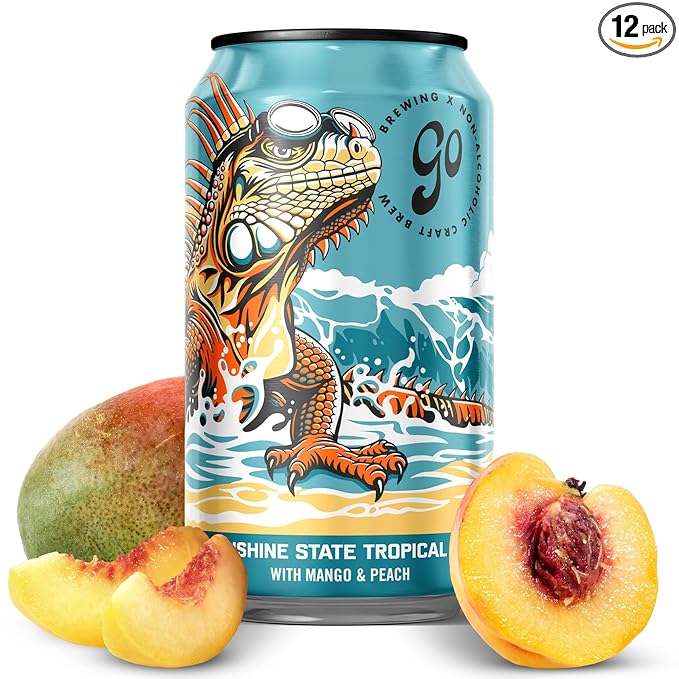 Go Brewing - Sunshine State Tropical IPA - Non-Alcoholic Craft Beer - Small Batch Low-Calorie Brew - Mango and Peach Flavor Profile - Bold and Smooth Finish - Ideal for Any Occasion (12 Oz 12 Cans)