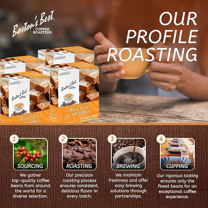Boston’s Best - Salted Caramel Flavored Delicious Gourmet Coffee Compatible with Keurig Coffee Maker 24 Count (Pack of 4)