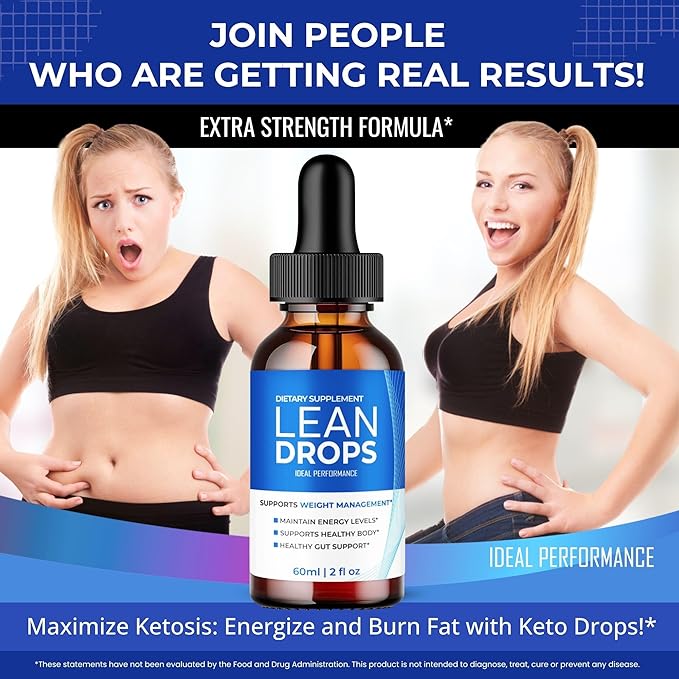 Lean Drops Official Lean Droppers Supplement - Maximum Strength All Natural Keto Liquid Formula to Sustain Active Lifestyle &amp Fitness Goals Premium Lean Drops Advanced Reviews (2 Pack)