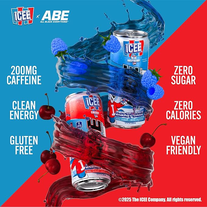 All Black Everything Performance Energy Drink | Zero Calories Sugar Free | 200mg Caffeine | Beta Alanine &amp Citrulline | Pre-Workout Sport Drink for Men &amp Women | ICEE Cherry | 12 Pack