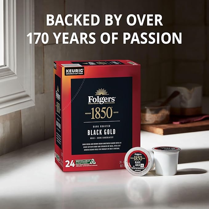 Folgers 1850 Black Gold Dark Roast Coffee 60 Keurig K-Cup Pods