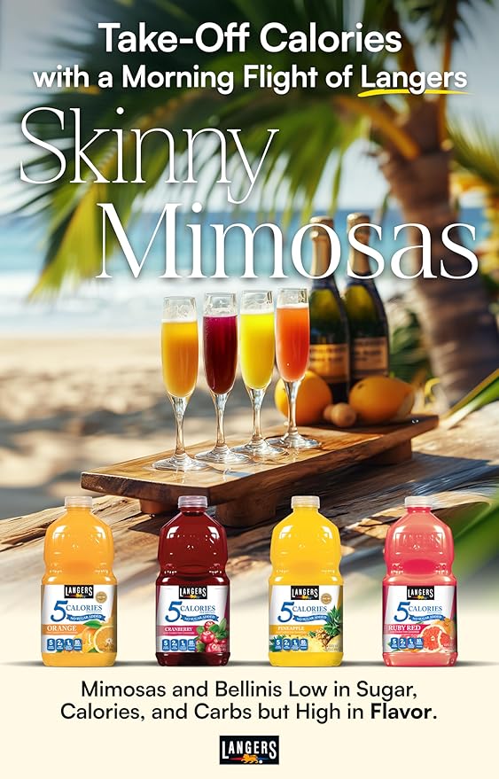 Langers 5 Calorie Orange Juice Cocktail 64 Fl Oz (Pack of 8)