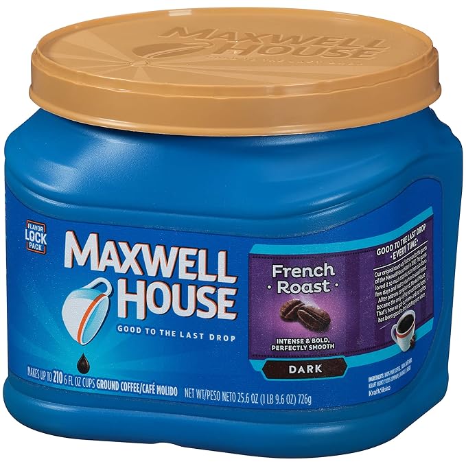 Maxwell House French Roast Dark Roast Ground Coffee (25.6 oz Canisters Pack of 2)