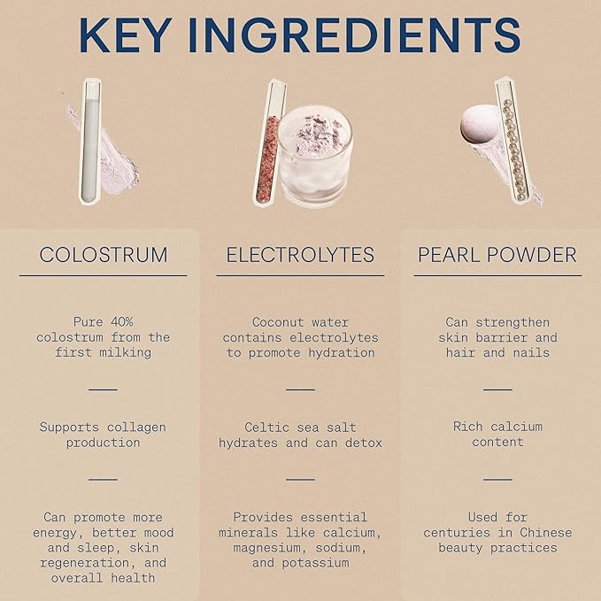 The Skinny Confidential Beauty Salt Hydration Powder with Grass-Fed Colostrum Electrolytes &amp Pearl Powder to Support Immunity &amp Digestive Health - Supports Glowing Hydrated Skin &amp Radiant
