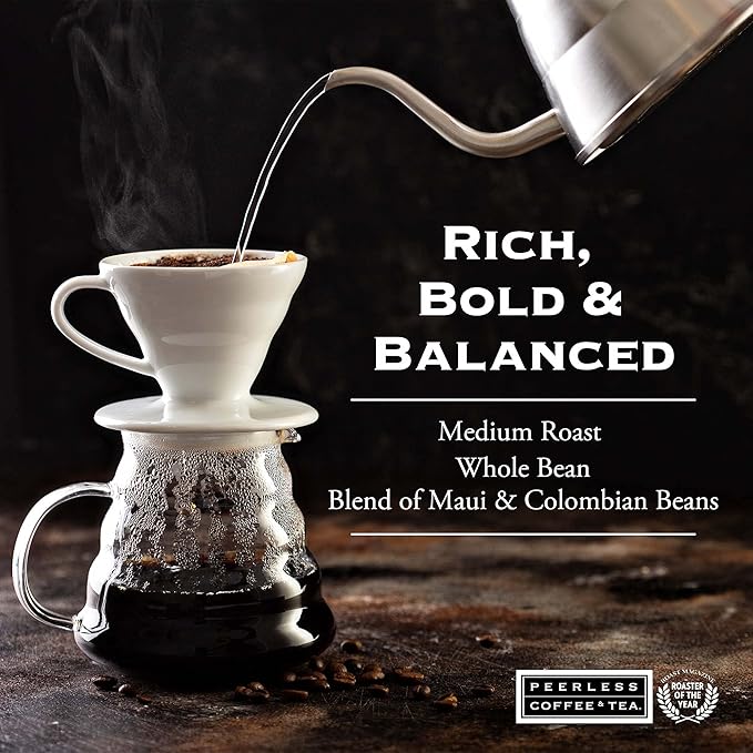 Peerless Hawaiian Whole Bean Coffee (2 lb.) - Hawaiian Island Blend Medium Roast Blend of Maui &amp Colombia Coffee Beans 100% Arabica