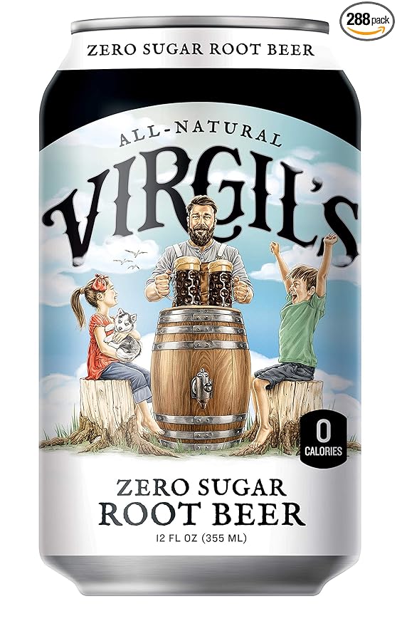 Virgil’s Zero Sugar Root Beer Great Tasting Zero Calorie Keto Friendly Soda (6-12oz cans)