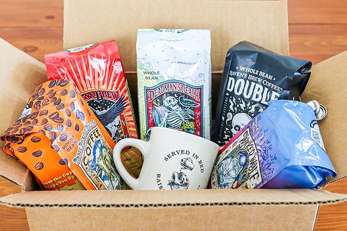 Raven's Brew Whole Bean Coffee Variety Pack - 3 Delicious Flavors - Wicked Wolf Three Peckered Billy Goat and Deadman's Reach - 12 oz each