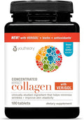 Youtheory Concentrated Effect Collagen with Verisol - Collagen Peptides with Vitamins C &amp B - Supports Hair Nails Bones &amp Joints* - 180 Tablets (60-Day Supply)