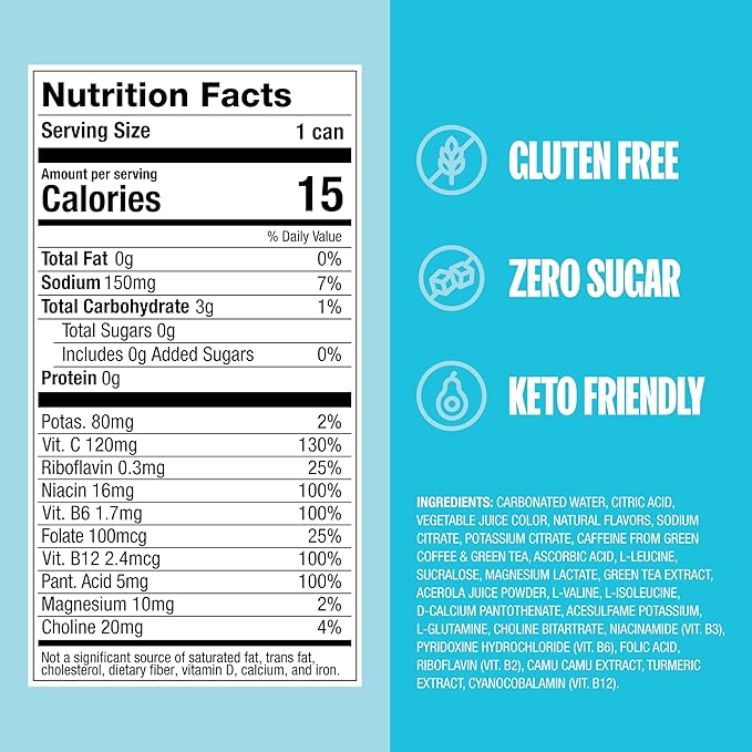 ZOA Zero Sugar Energy Drinks Tropical Punch - Sugar Free with Electrolytes Healthy Vitamin C Amino Acids Essential B-Vitamins and Caffeine from Green Tea - 16 Fl Oz (12-Pack)