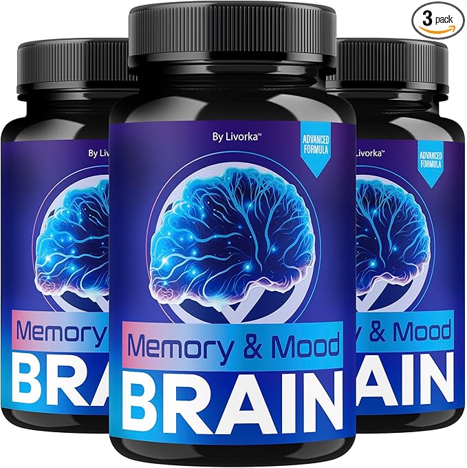 (3 Pack) Memory Mood and Brain Capsules - Official Daily Support Brain Health Supplement Pills Advanced Formula Memory &amp Mood Brain &amp Memory Focus Reviews 180 Capsules for 3 Months