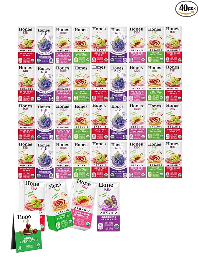 Honest Premium Organic Juice Drink Variety Pack 6 Fl Oz Boxes (40 Pack)