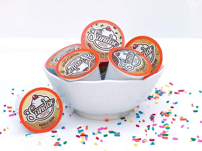 Sundae Ice Cream Flavored Coffee Pods Compatible with 2.0 Keurig K-Cup Brewer (Chocolate Caramel) 48 Count