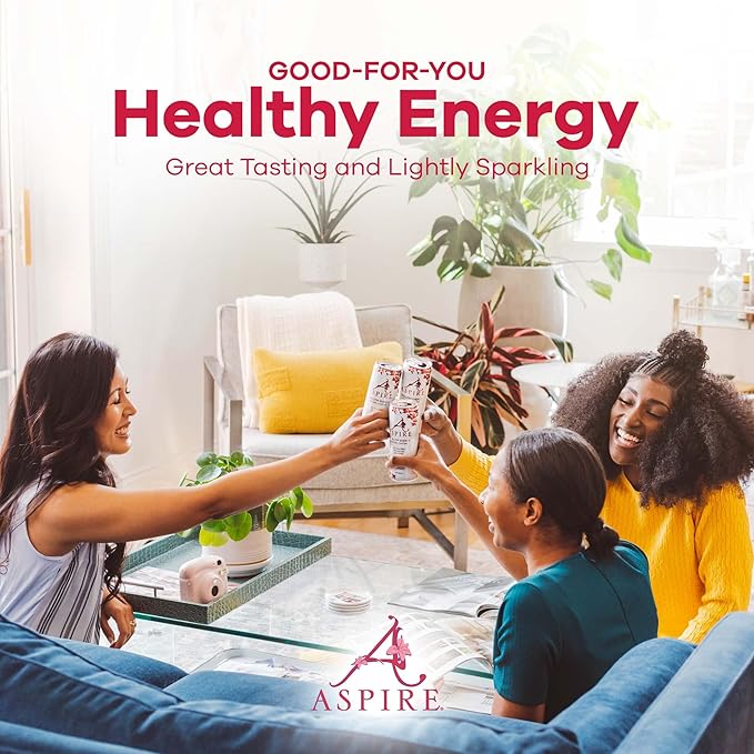 Aspire Dark Cherry Lime Healthy Energy Drink Natural Caffeine from Green Tea Keto-Friendly Sugar-Free Zero Calories 12 fl oz Cans (Pack of 12)