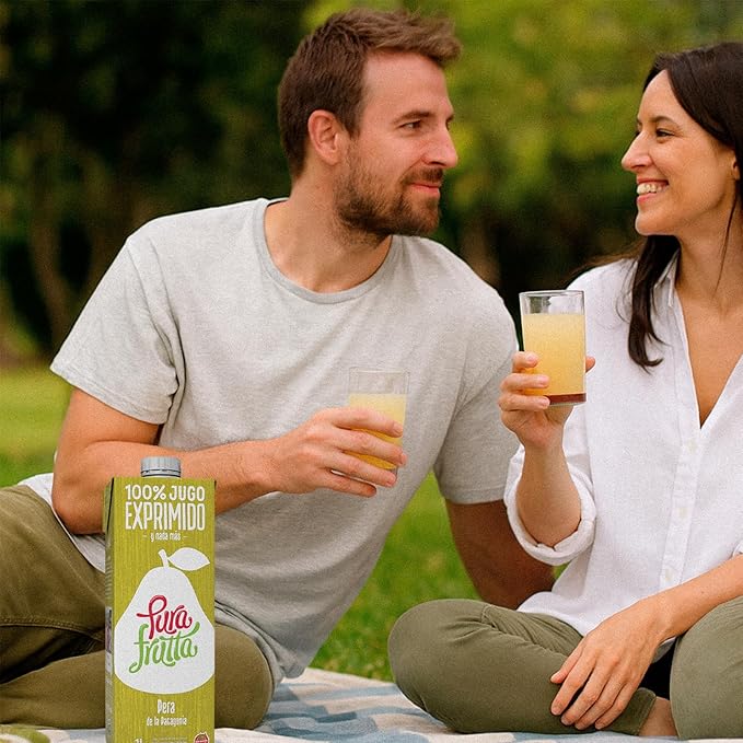 Pura Frutta - Pear Juice - 33.8 fl oz (1L) Juice Box 8-Pack - 100% Cold-Pressed Not From Concentrate (NFC) No Sugar Added - Patagonia Pear - Refreshing &amp Citrusy Beverage