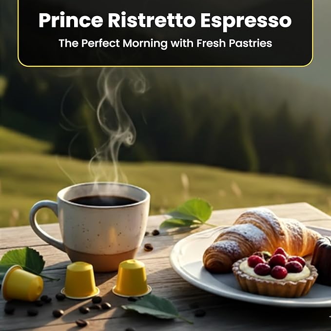 Prince Caffe Espresso Pods – Ristretto Intensity 10 Dark Roast The Espresso Coffee Pods Are Compatible with Nespresso Original Line Machines 30 Count (3 x 10 Capsules) Premium Quality Coffee Capsul