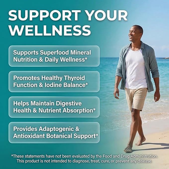 Clean Nutra Organic Sea Moss Capsules with Ashwagandha Black Seed Oil Burdock Root Bladderwrack Moringa Chlorella Spirulina Turmeric Elderberry Amla – 90 Vegan Capsules – MiracleMin
