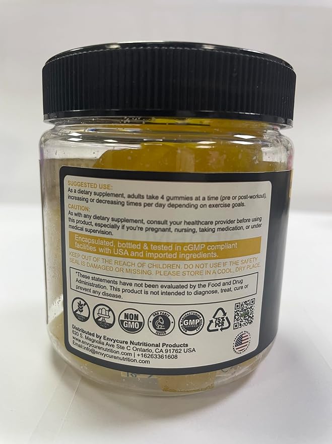Creatine Monohydrate Gummies for Men &amp Women - with BCAA Collagen Peptides L-Taurine Vitamin B12 D3 Creatine Monohydrate 5000mg (5g) Per Serving Lemon Flavor Sugar Free 1 Pack