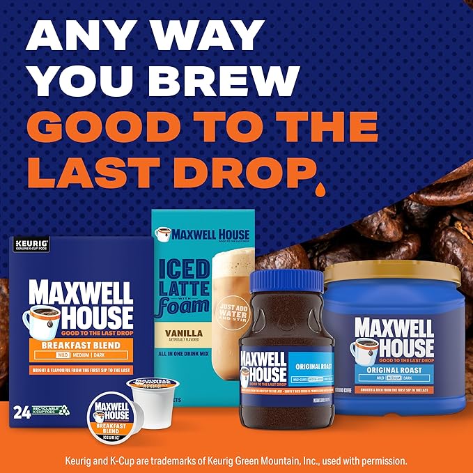 Maxwell House Breakfast Blend Light Roast K-Cup® Coffee Pods. Box(Pack of 48)