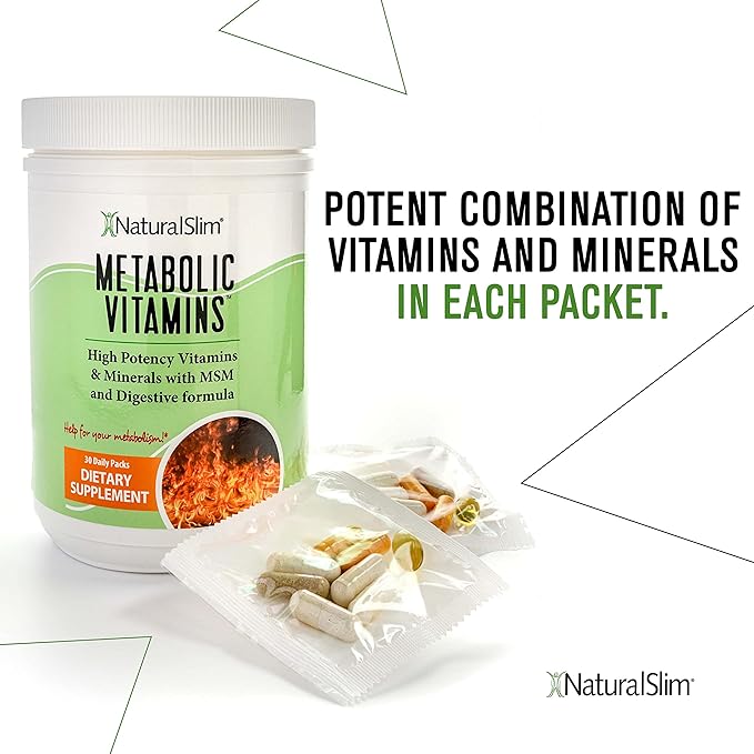 NaturalSlim Metabolic Vitamins Multivitamin for Women &amp Men Supports Energy Metabolism &amp Nutrient Absorption with Digestive Enzymes Womens Multivitamin with B-Complex &amp Niacin 1 Pack