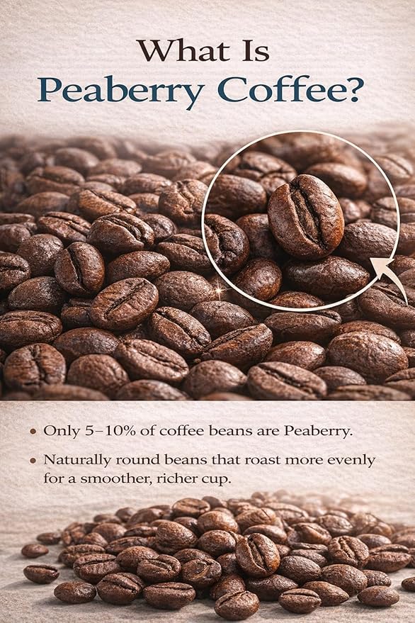 Hawaiian Peaberry Coffee Beans - Medium Dark Roast - 100% Kona Single Origin - Non-GMO Whole Bean Coffee - 16oz Premium Fresh Roasted