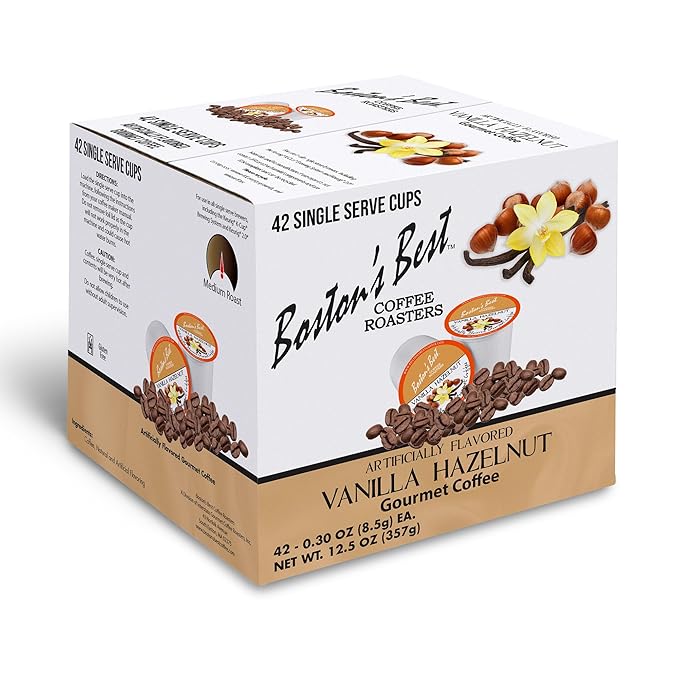 Boston’s Best - Vanilla Hazelnut Delicious Medium Roast Coffee Flavored Gourmet Compatible with Keurig Coffee Maker 1 Count (42 Single Serve Cups)