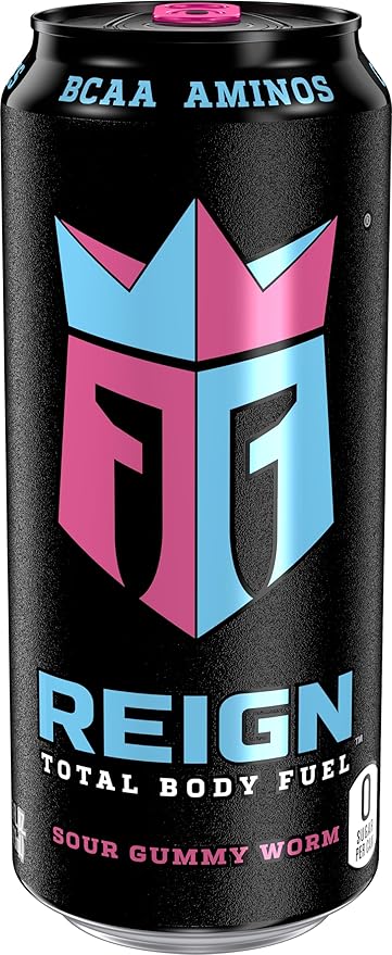 Reign Total Body Fuel Sour Gummy Worm Fitness &amp Performance Drink 16 Fl Oz (Pack of 12)