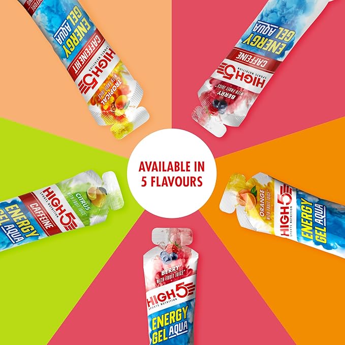 HIGH5 Energy Gel Aqua Liquid Quick Release Energy On The Go from Natural Fruit Juice (20 x 66g Sachets) (Berry)