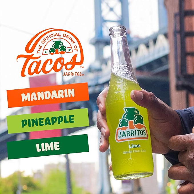 Jarritos - Mexican Soda 3-Flavor Variety Pack (17.7 oz 24 Bottles) - 12 Mandarin 6 Lime &amp 6 Pineapple - Real Cane Sugar - Made in Mexico - Natural Flavor Soda Pop - Party &amp BBQ Beverages