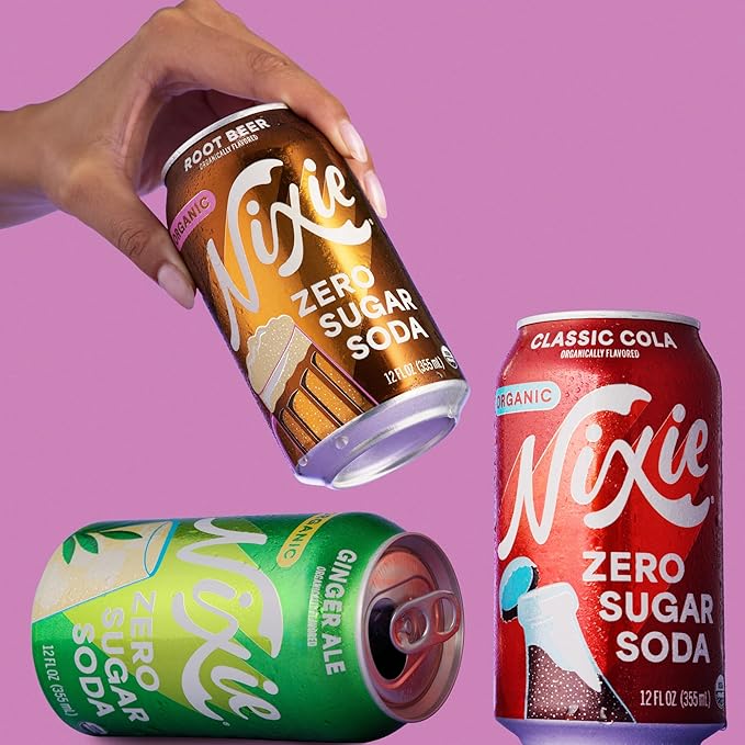 Nixie Organic Zero Sugar Soda Root Beer Healthy Soda Pop Non-GMO 0 Sugar 0 Calories Caffeine Free 12oz Cans (12 Pack)