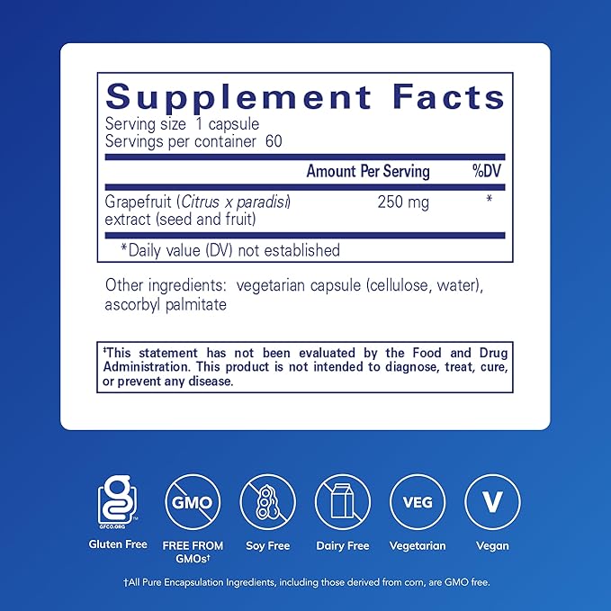 Pure Encapsulations Grapefruit Seed Extract | Supplement to Support The Balance of Intestinal Microorganisms and G.I. Tract* | 60 Capsules