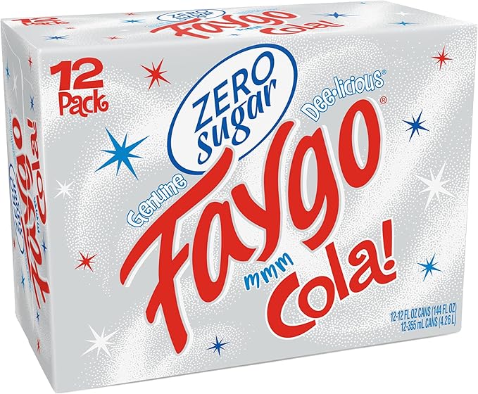 Faygo Zero Sugar Cola | 12-Pack of 12oz Cans | Diet Cola with Bold Flavor | Zero Calories | Caffeinated &amp Refreshing