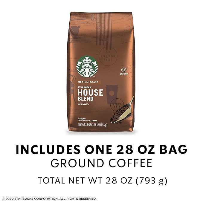 Starbucks Medium Roast Ground Coffee — House Blend — 100% Arabica — 1 bag (28 oz.)