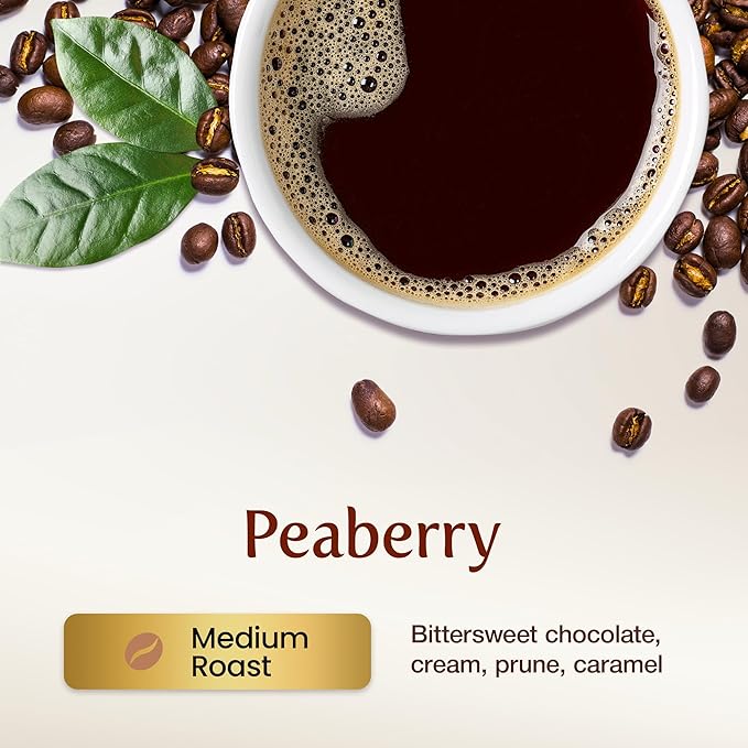 KONA EARTH 100% Kona Peaberry Coffee Medium Roast Whole Bean 1 lb (16oz) Farm-Direct Authentic Hawaiian Kona Coffee beans from Hawaii’s Big Island Micro-Batch-Roasted
