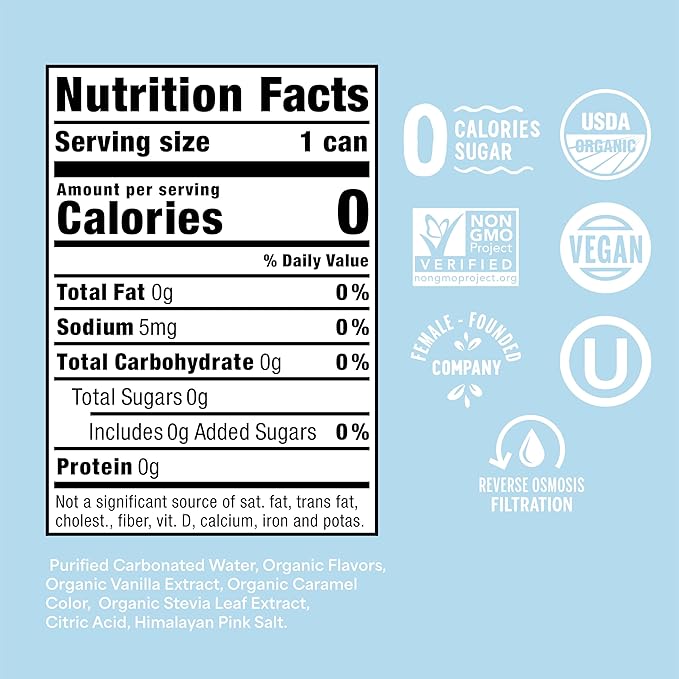 Nixie Organic Zero Sugar Soda Cream Soda &amp Classic Cola 0 Sugar 0 Calories Healthy Soda Pop Non-GMO 12oz Cans (24 Pack)