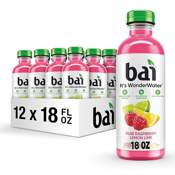 Bai Antioxidant Infused Water Beverage Raspberry Lemon Lime with Vitamin C and No Artificial Sweeteners 18 Fluid Ounce Bottle 12 Pack