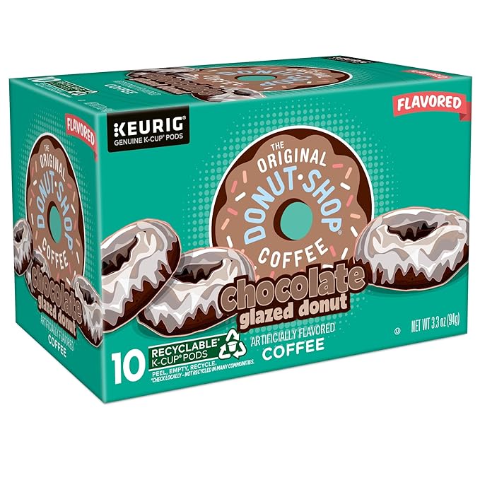 The Original Donut Shop Coffee Chocolate Glazed Donut Keurig Single-Serve K-Cup Pods Medium Roast Coffee 60 Count (6 Packs of 10)