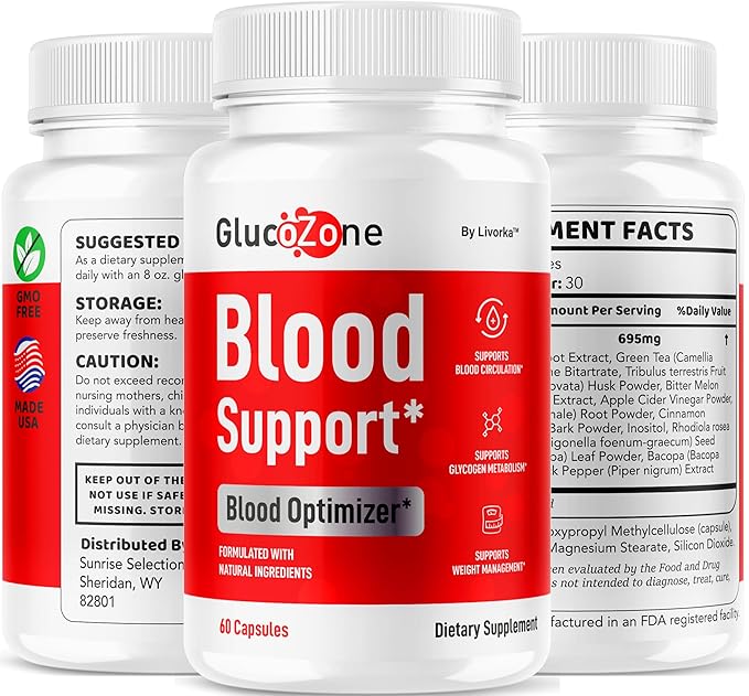 GlucoZone Blood Support - GlucoZone Capsules Support Optimizer Supplement All Natural Advanced Formula Pills Premium Vitamins for Health &amp Wellness 60 Capsules for 1 Month