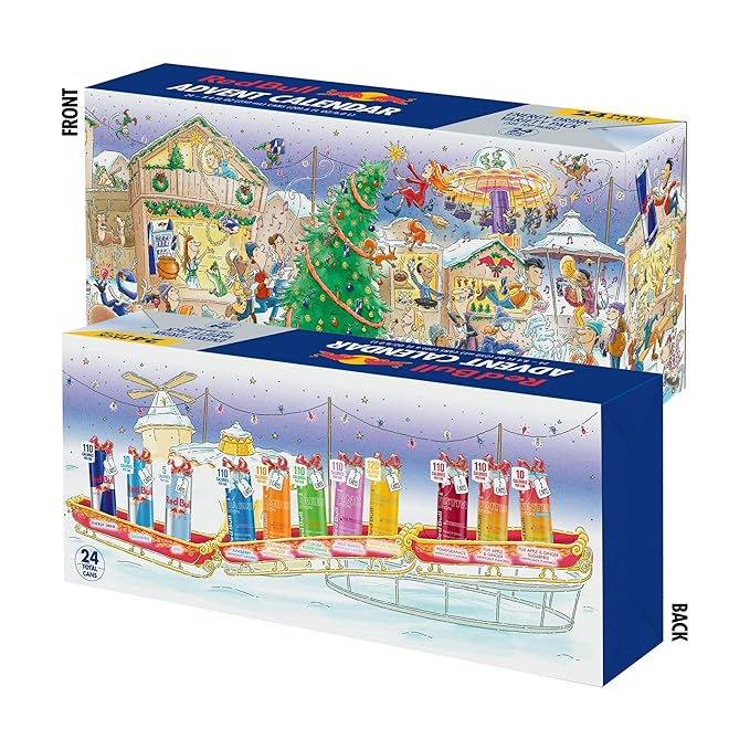 Red Bull Energy Drink Variety 2025 Advent Calendar Pack with 80mg Caffeine Taurine &amp B Vitamins 8.4 fl. oz. - 24 Cans