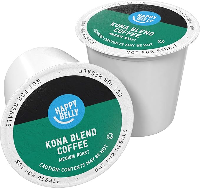 Happy Belly an Amazon Brand -Medium Roast Coffee Pods Kona Blend Compatible with Keurig 2.0 K-Cup Brewers 100 Count