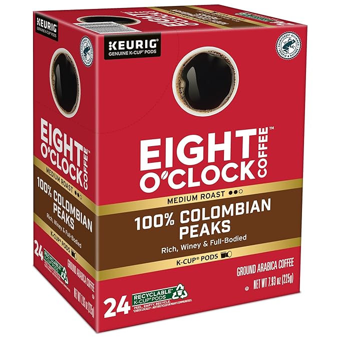 Eight O'Clock Coffee Colombian Peaks Single-Serve Keurig K-Cup Pods Medium Roast Coffee Pods 96 Count