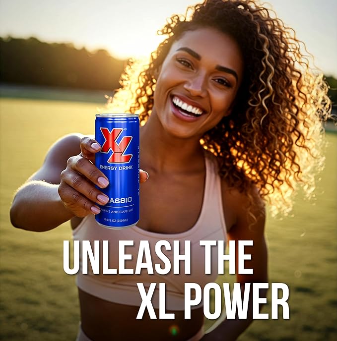 XL Energy Drink 24 Pack Classic Flavor - 80mg Caffeine &amp1000mg Taurine Energy Drinks with B Vitamins – Refreshing Energy Beverage for Energy Boost Focus Performance &amp Endurance – 24 Pack Ene