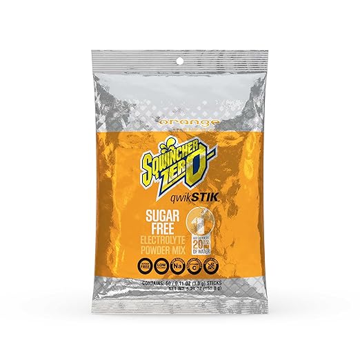 Sqwincher Zero Qwik Stik Sugar Free Orange and Lemonade Flavor Electrolyte Hydration Drink Mix (50 Count)