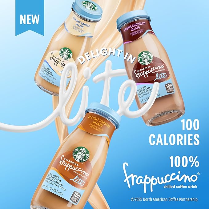 Starbucks Frappuccino Lite Sea Salt Caramel Gelato 9.5 Fl Oz Bottles (Pack of 12)