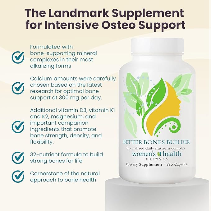 Better Bones Builder - 32-in-1 Calcium Supplements for Women 300mg Calcium with Vitamin A C D3 K and 300mg Magnesium Zinc Selenium &amp Trace Minerals for Bone Strength - 180 Count (30 Days Sup