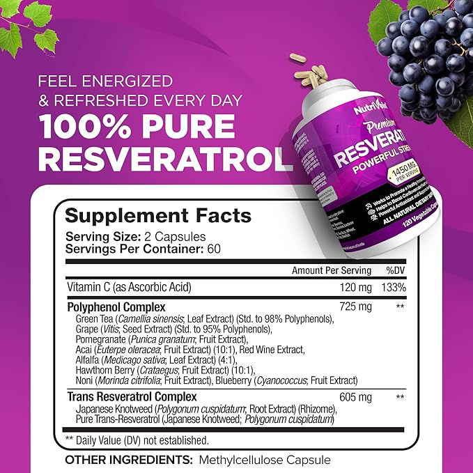 Nutrivein Premium Multi Collagen Capsules &amp Resveratrol Supplement Bundle: High-Absorption Trans Resveratrol Supplement &amp Multi Collagen Peptides Capsules for Mobility Repair &amp Well-Bein