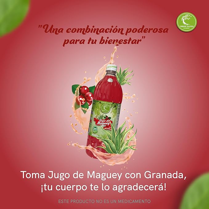 Verde Santo Maguey Juice with Cranberry 100% Natural 1 Liter